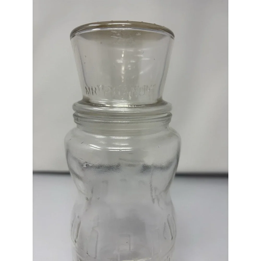Vintage‎ 1991 Mr Peanut Planters Clear Glass Jar With Lid Canister Anniversary